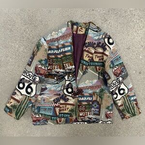 Vintage Route 66 Tapestry Suit Blazer Jacket